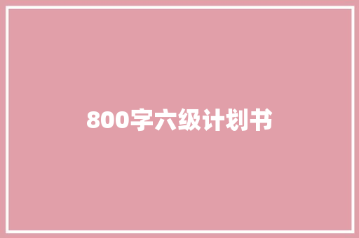 800字六级计划书