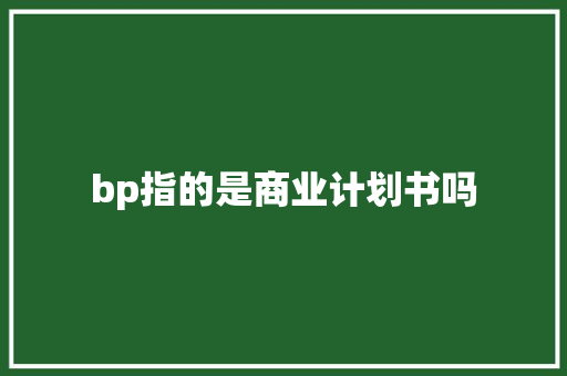 bp指的是商业计划书吗 写作素材