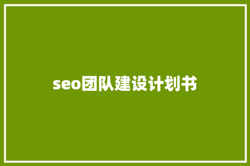 seo团队建设计划书
