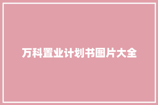 万科置业计划书图片大全 写作素材