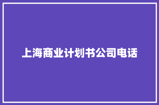 上海商业计划书公司电话