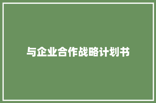与企业合作战略计划书