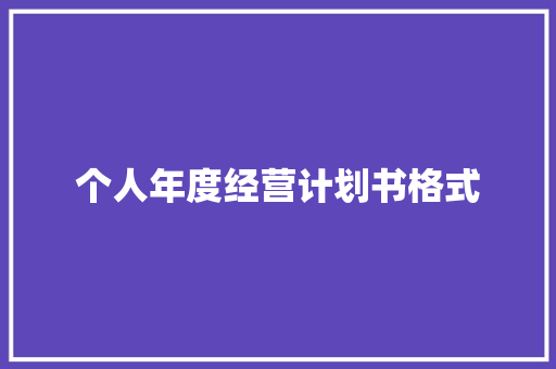 个人年度经营计划书格式