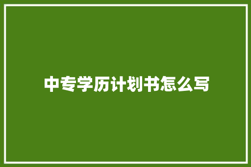 中专学历计划书怎么写