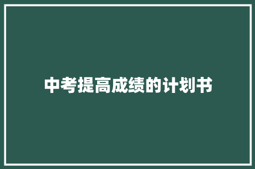 中考提高成绩的计划书