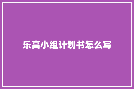 乐高小组计划书怎么写