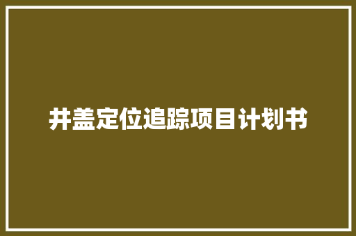 井盖定位追踪项目计划书 诗歌创作