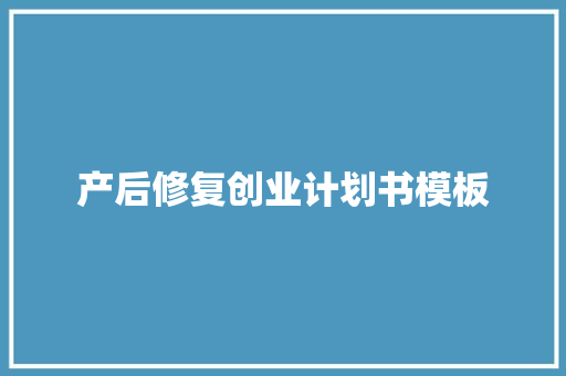 产后修复创业计划书模板