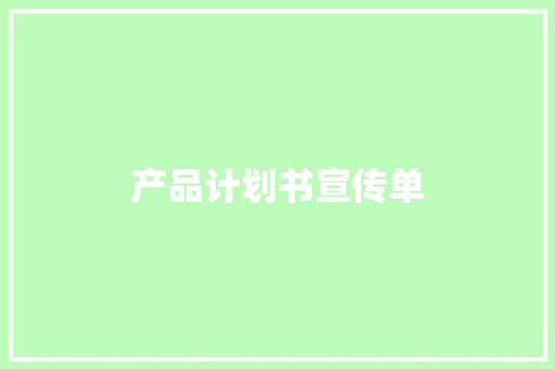 产品计划书宣传单