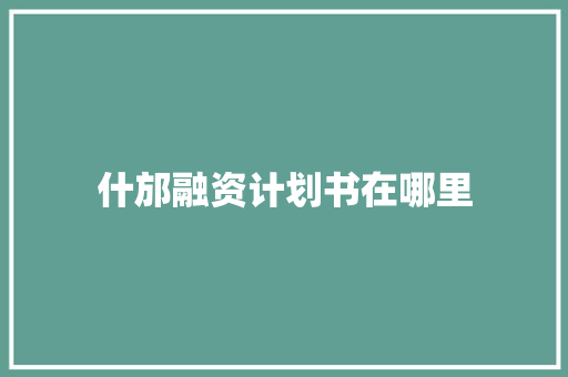 什邡融资计划书在哪里