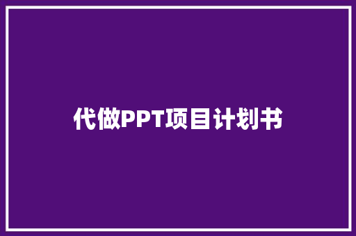 代做PPT项目计划书