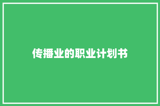 传播业的职业计划书