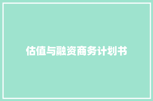 估值与融资商务计划书
