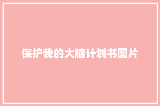 保护我的大脑计划书图片