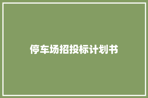 停车场招投标计划书