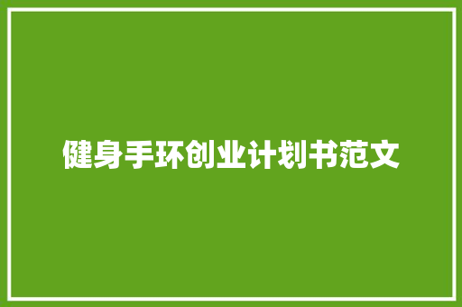 健身手环创业计划书范文