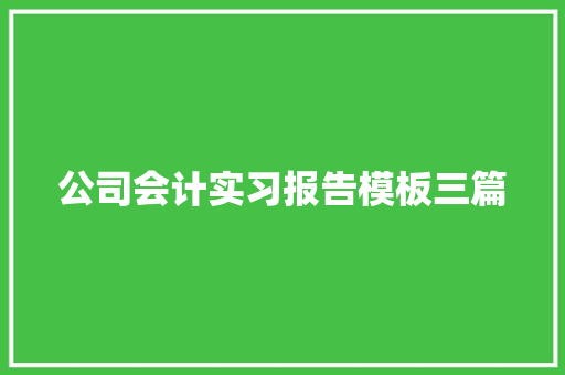 公司会计实习报告模板三篇 简历模板