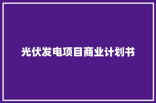 光伏发电项目商业计划书
