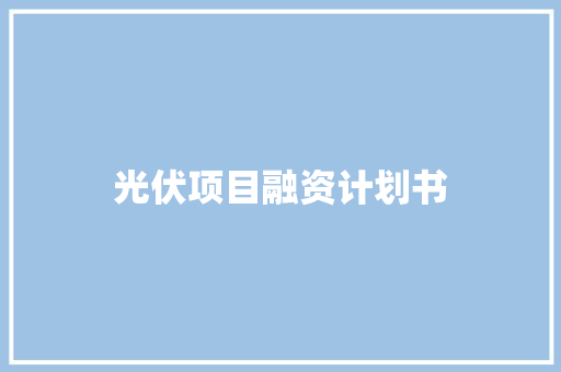 光伏项目融资计划书