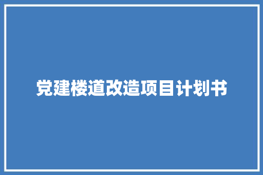 党建楼道改造项目计划书