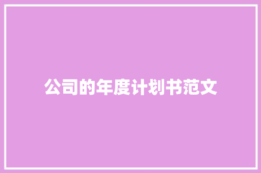 公司的年度计划书范文