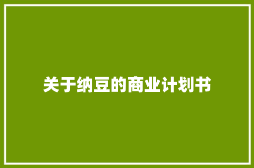 关于纳豆的商业计划书