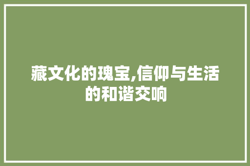 藏文化的瑰宝,信仰与生活的和谐交响