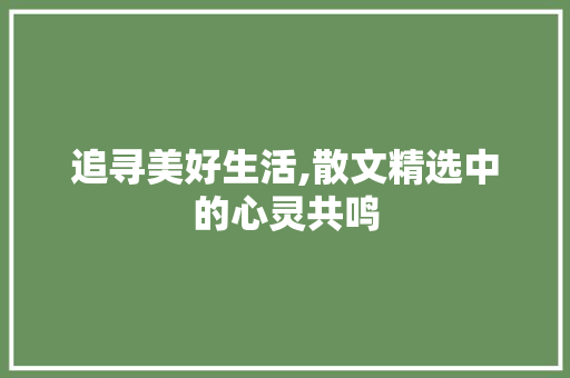 追寻美好生活,散文精选中的心灵共鸣