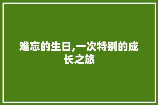 难忘的生日,一次特别的成长之旅