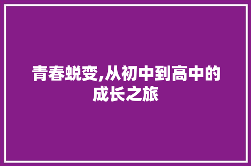 青春蜕变,从初中到高中的成长之旅