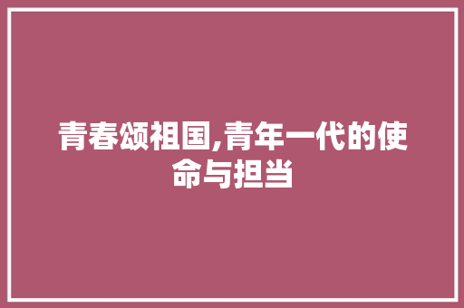 青春颂祖国,青年一代的使命与担当 写作素材