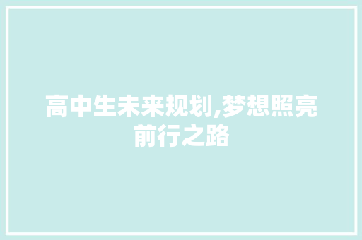 高中生未来规划,梦想照亮前行之路