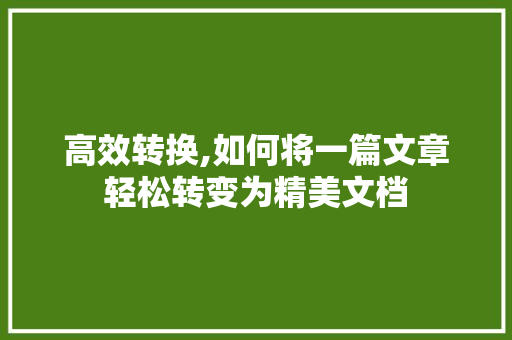 高效转换,如何将一篇文章轻松转变为精美文档