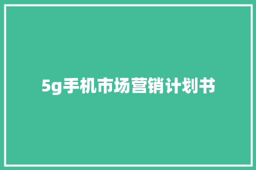 5g手机市场营销计划书