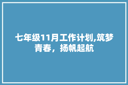 七年级11月工作计划,筑梦青春，扬帆起航