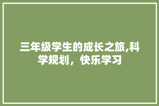 三年级学生的成长之旅,科学规划，快乐学习