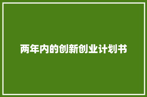 两年内的创新创业计划书