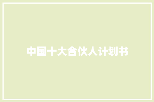中国十大合伙人计划书