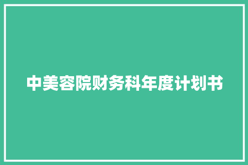 中美容院财务科年度计划书 商业文案