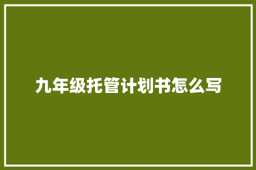 九年级托管计划书怎么写 写作社区