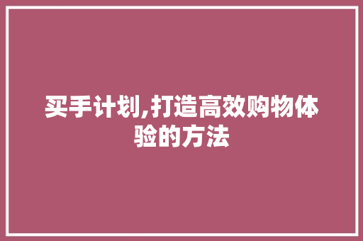 买手计划,打造高效购物体验的方法