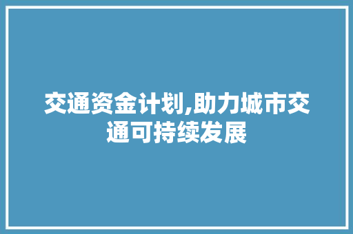交通资金计划,助力城市交通可持续发展 简历模板