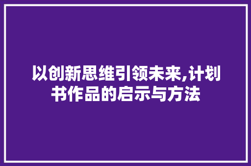 以创新思维引领未来,计划书作品的启示与方法