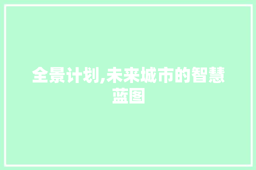 全景计划,未来城市的智慧蓝图