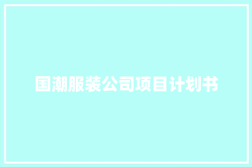 国潮服装公司项目计划书 写作素材