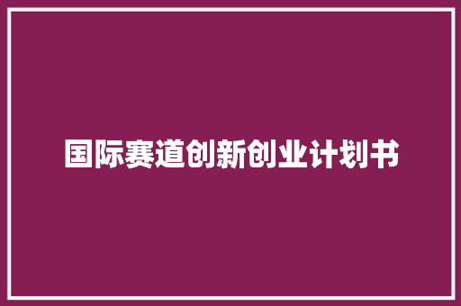 国际赛道创新创业计划书