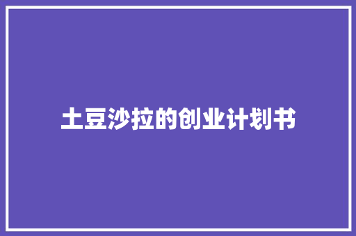 土豆沙拉的创业计划书