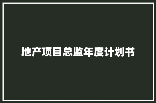地产项目总监年度计划书