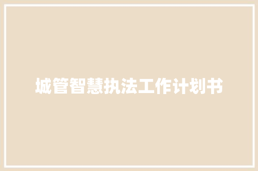 城管智慧执法工作计划书 报告写作