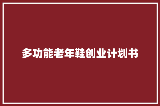 多功能老年鞋创业计划书